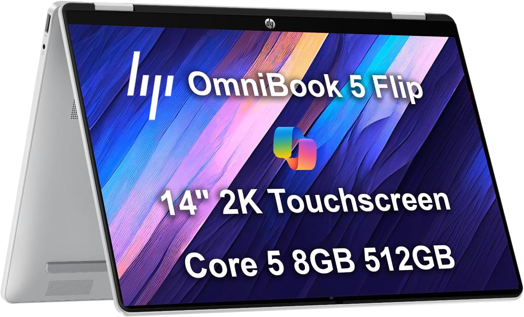 HP OmniBook 5 Flip (Next Gen Envy x360) 2-in-1 Laptop (14" 2K IPS Touchscreen, Intel 10-Core 5 120U (> i7-1255U), 8GB DDR5 RAM, 512GB SSD) for Business, Students, 5MP IR Webcam, Backlit, Win 11 Pro