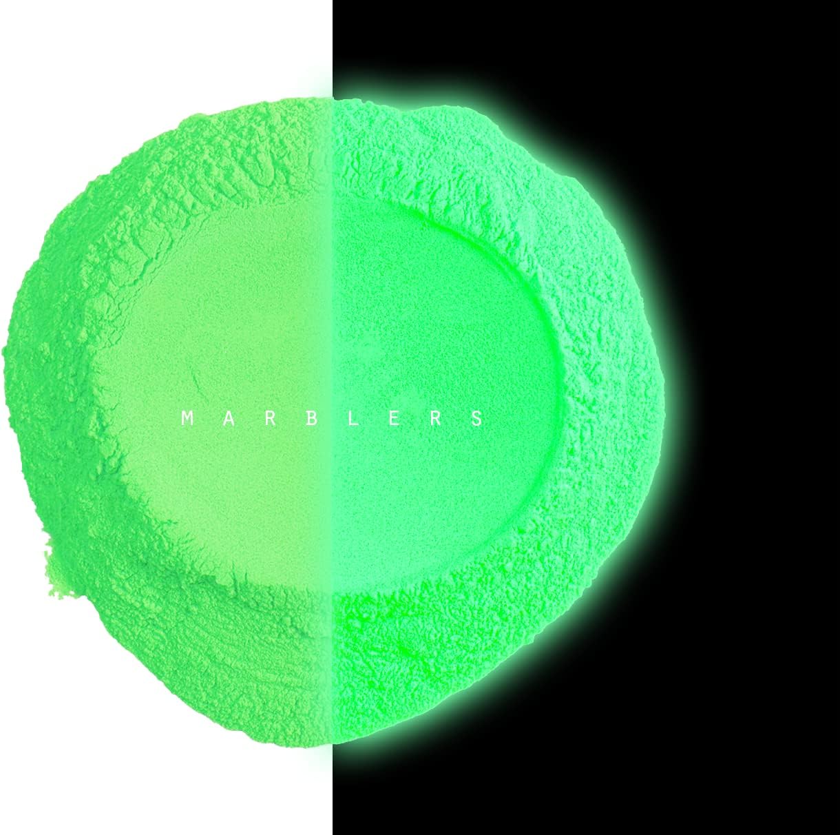 MARBLERS Glow in the Dark Pigment Powder [Glow Green] 3oz (85g) | UV Glow | Non-Toxic | Blacklight Luminous Dye for Nail Polish, Resin, Acrylic Paint, Epoxy, Soap, Candle, Slime | Cruelty-Free