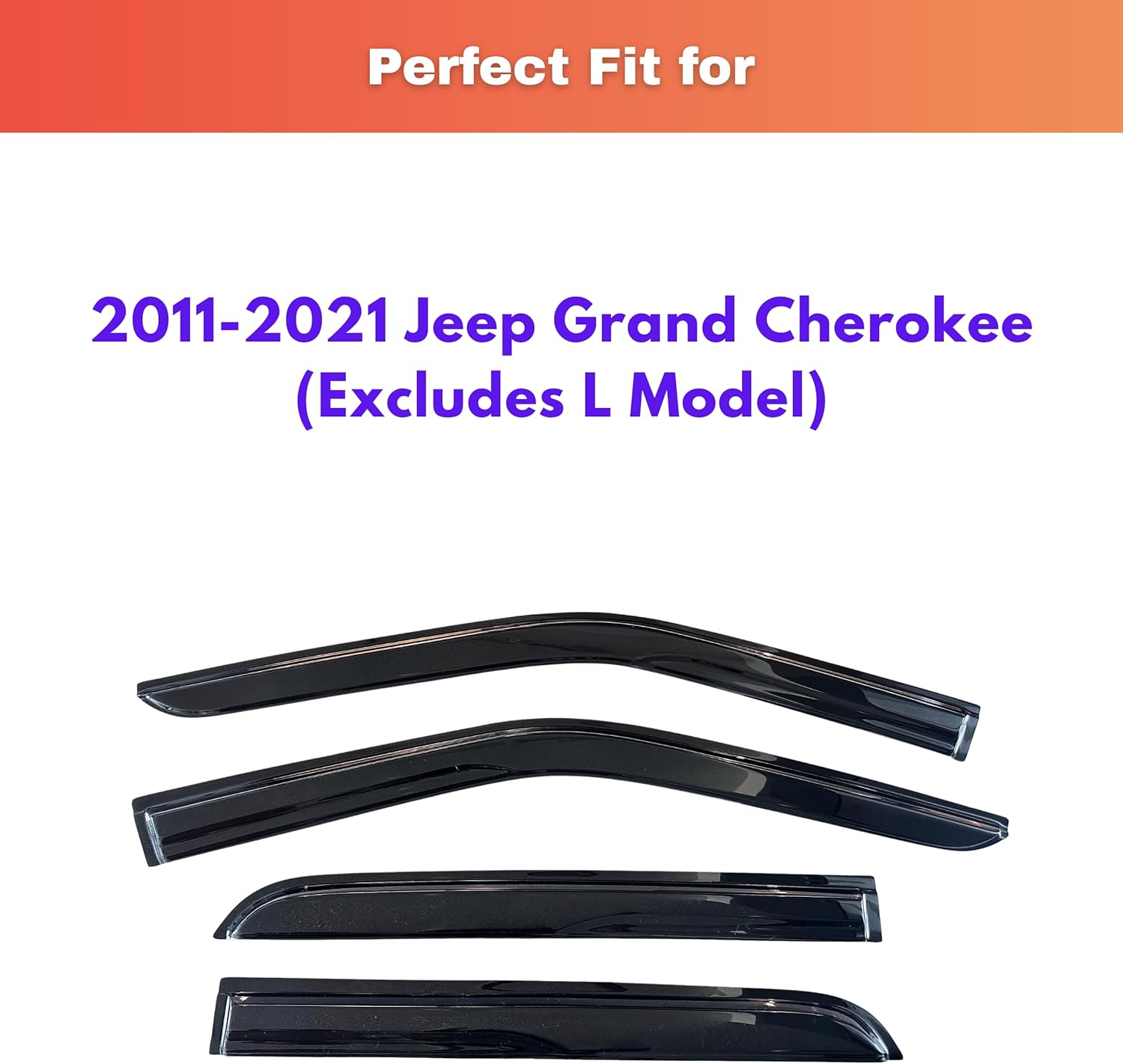 kpy rain guards fit for 2011-2021 jeep grand cherokee, out-channel window visors vent wind deflectors 4pc, car accessories for 11-21 grand cherokee (excludes l model) 2011-2021 grand cherokee