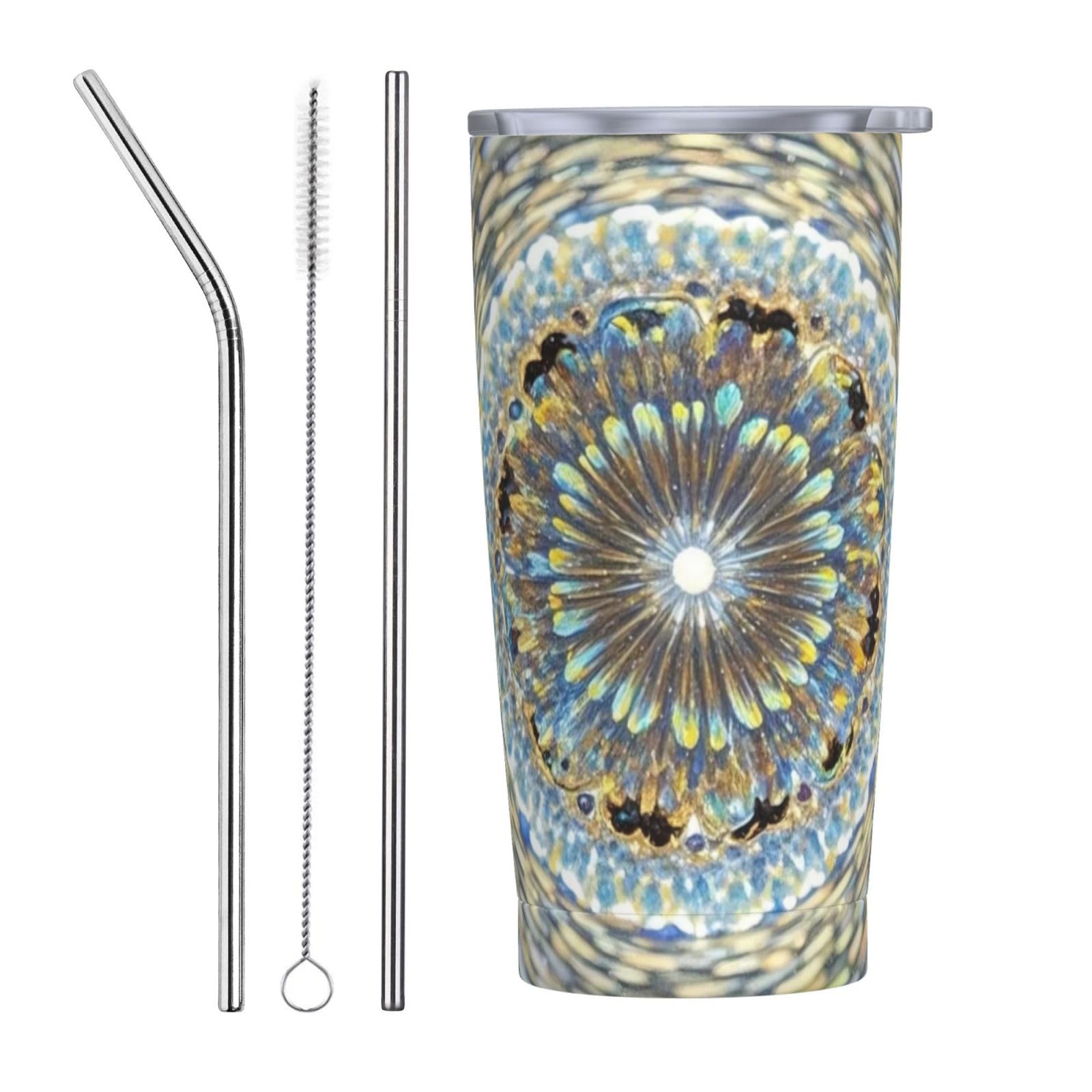 Tasse de voyage isotherme 590ml en acier inoxydable kaléidoscopique