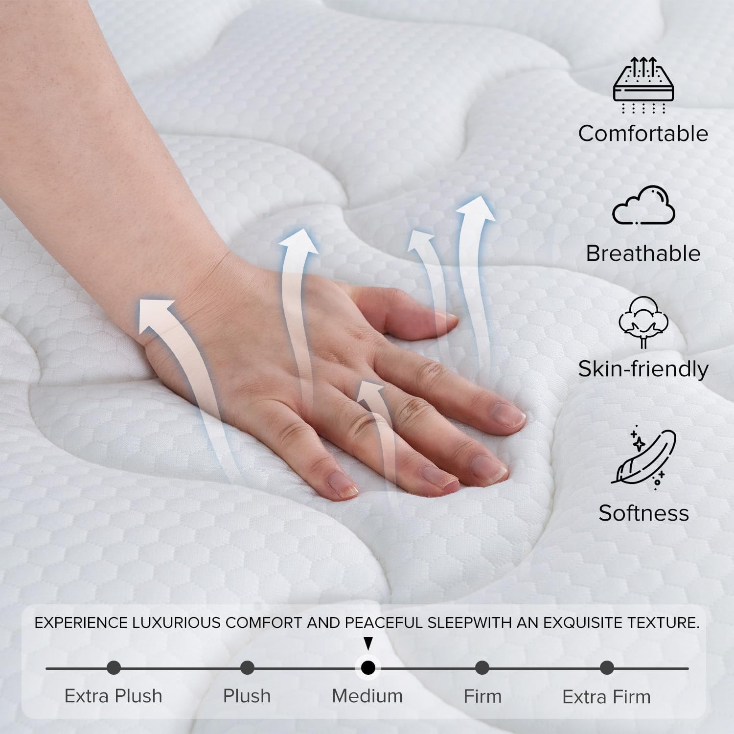 Marine Moon 14 Inch Full Mattress, Memory Foam Hybrid Mattress, Motion Isolation Pocket Spring Bed in a Box, Medium Firm for Pressure Relief, Breathable Pillow Top, CertiPUR-US Certified