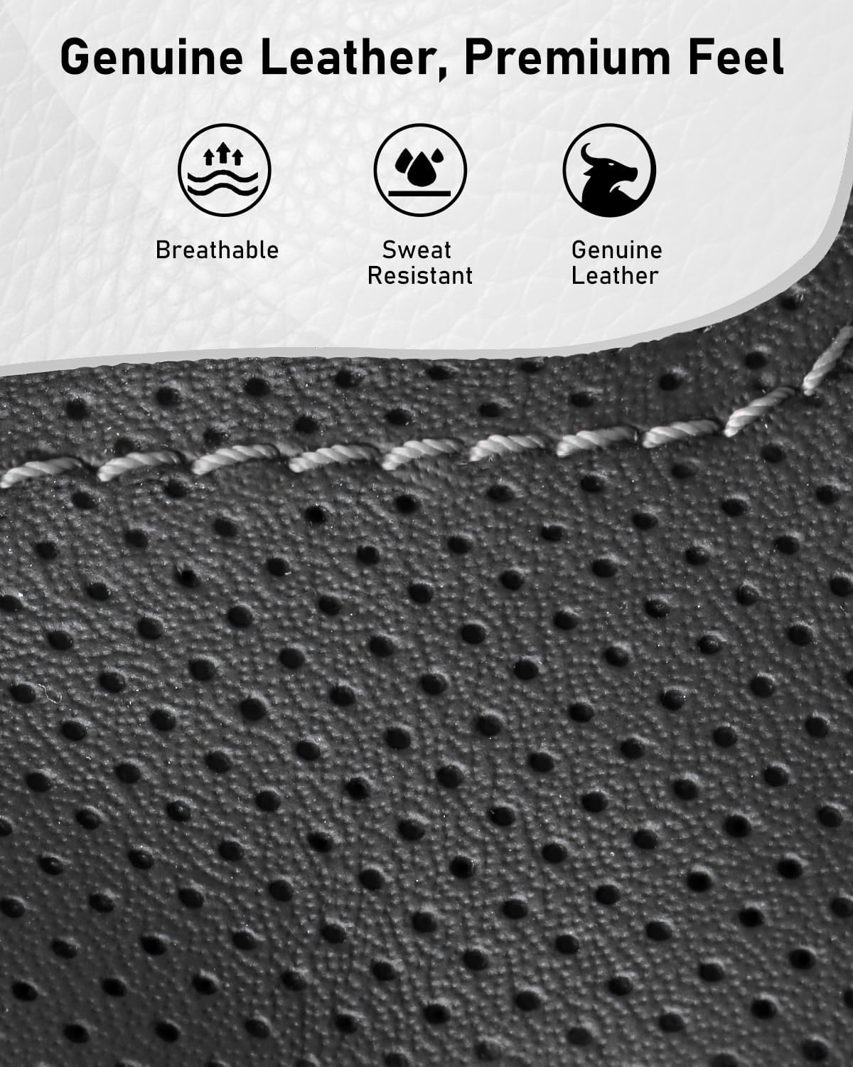 Belinous Leather Steering Wheel Cover Lace Up, Hand-Stitch on Wrap, Steering Wrap Compatible with Ford 2009-2014 F-150 (Gray)