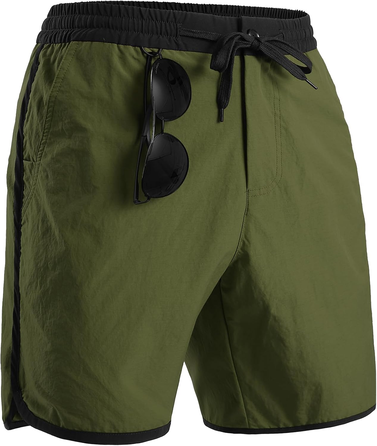 JEMLDL Men's 7" Quick Dry Board Shorts Color Block Lightweight Athletic Running Short with Loop - No Mesh Liner