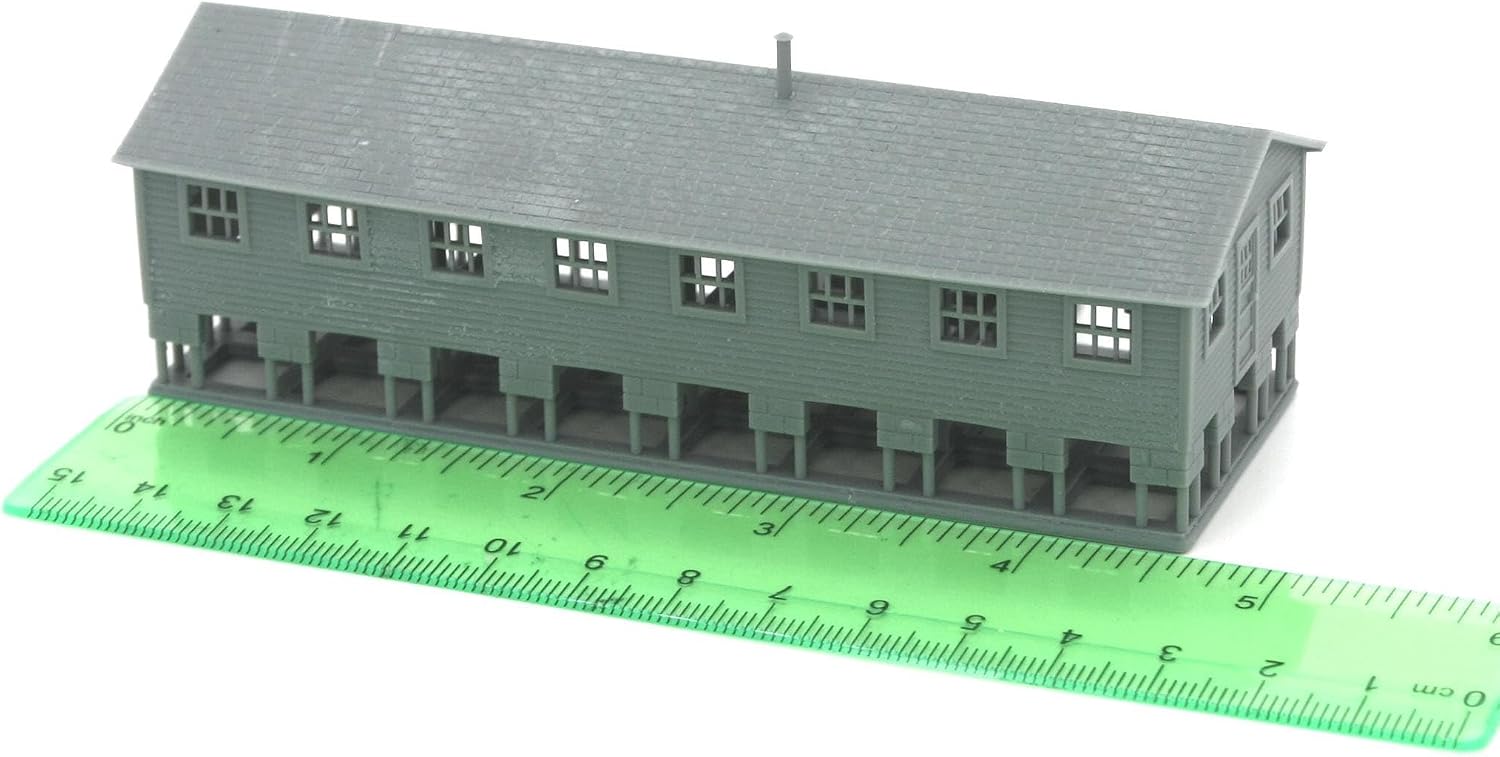 N Scale Command Barracks with 3 Willy Jeeps | Whistle Stop Models | 1/160