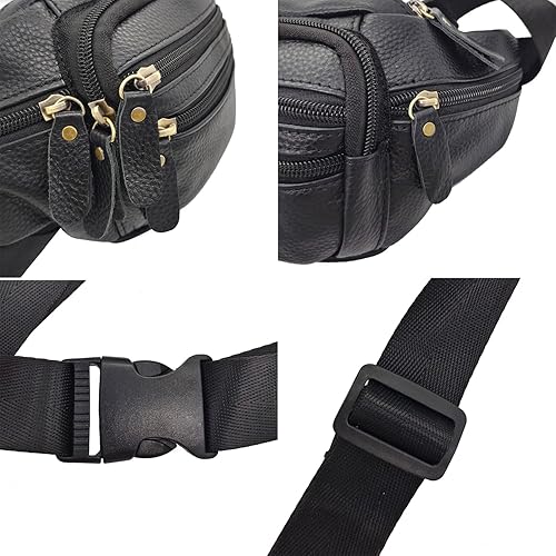 Miniatura 5 de Riñonera de cuero para hombres y mujeres, para viajes al aire libre, deportes, senderismo, caminar, correr, cinturón de cadera para teléfono