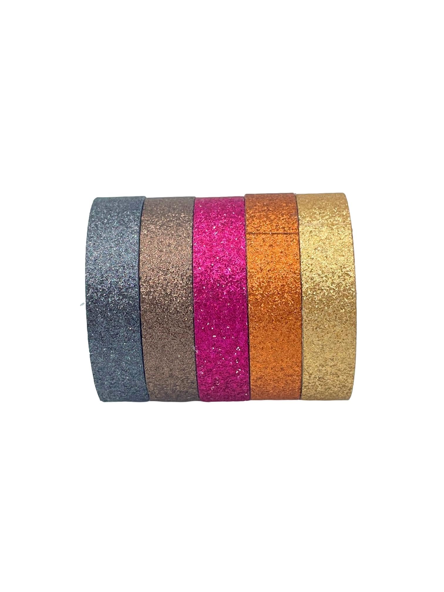 Syntego 5 Rolls Glitter Washi Tape Rolls Decorative Craft Set Colored Tape, Scrapbook Tape, Journaling, Craft Tape (Mix 6)
