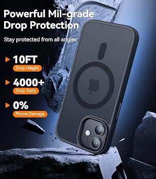Case for iPhone from Babylon Camera Protected Matte Transparent Color Case with Magsafe Wireless Charging Feature (iPhone 11 Black)