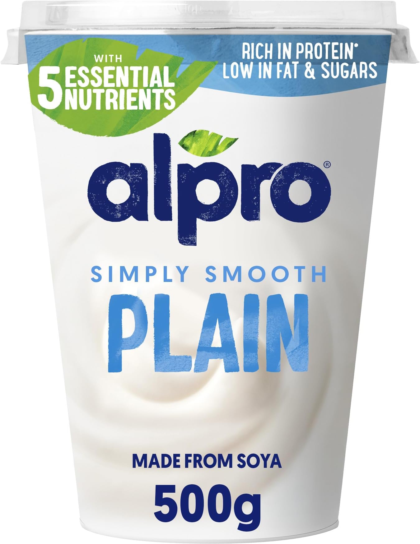 Plain, Plant-Based & Soya Yoghurt Alternative, Vegan & Dairy Free, Big Pot, 500g