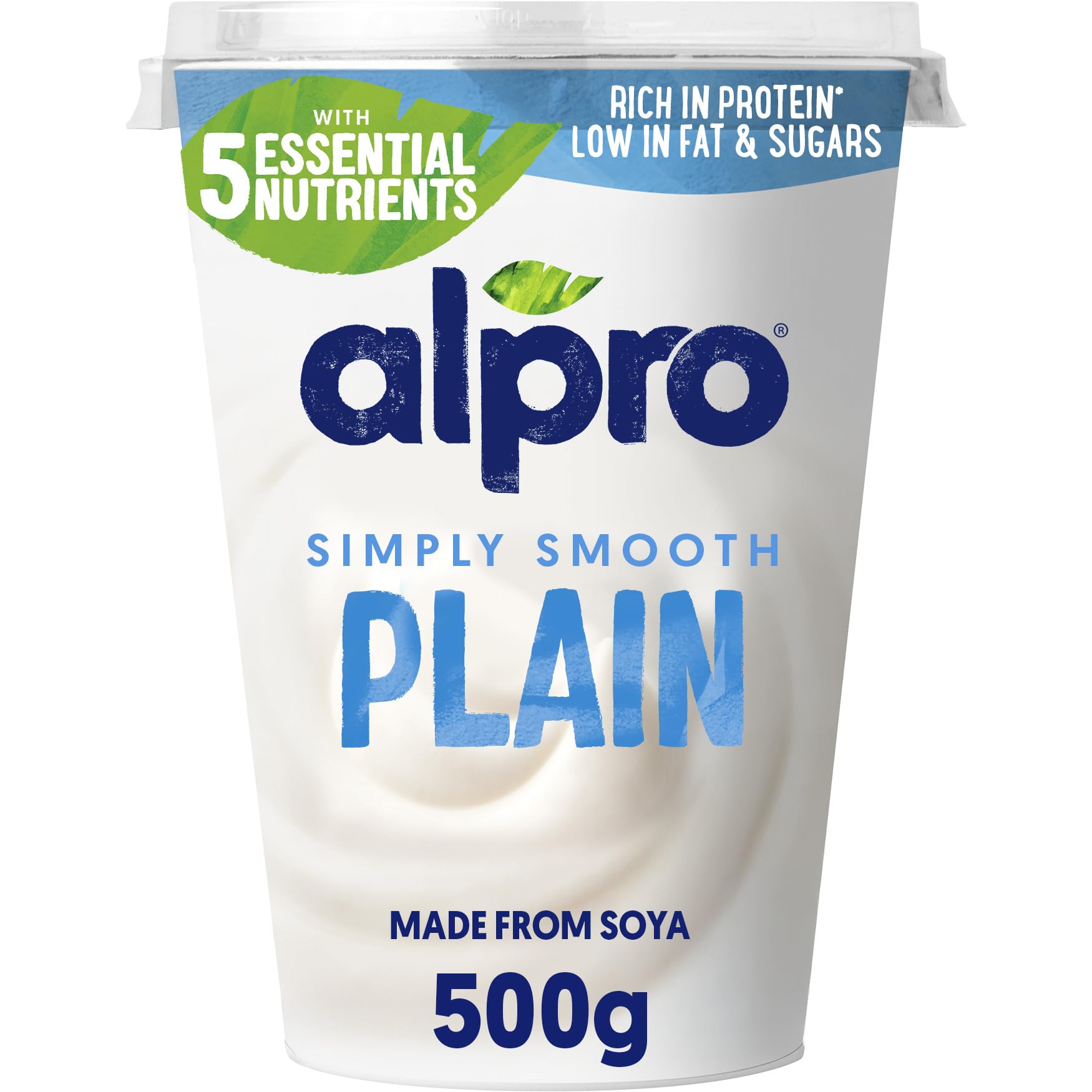 Alpro Plain, Plant-Based & Soya Yoghurt Alternative, Vegan & Dairy Free, Big Pot, 500g