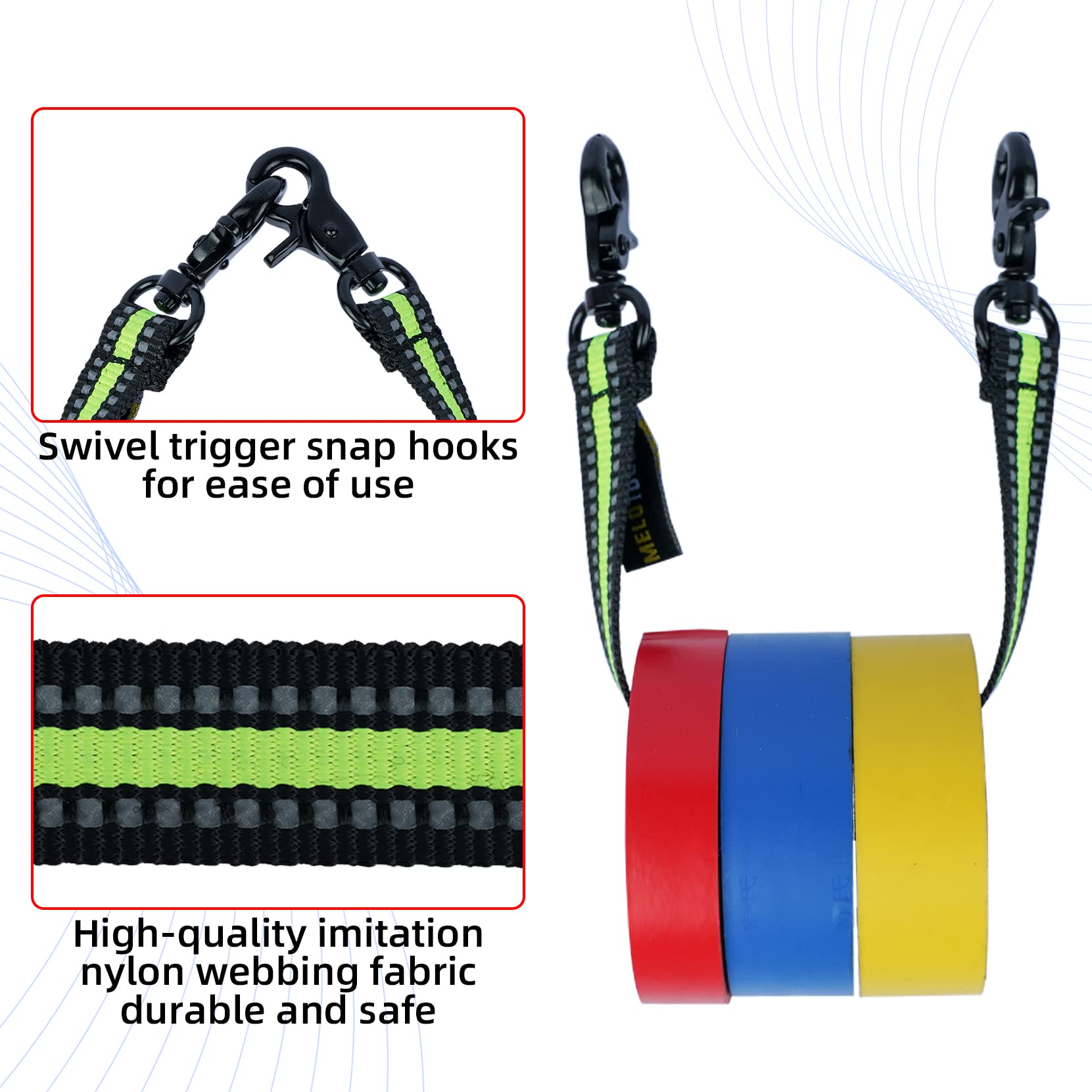 MELOTOUGH Tape Thong Electrical Tape Holder for Tool Belt Strap for Tool Pouch (Lime), Reflective Green, 1 - Image 3