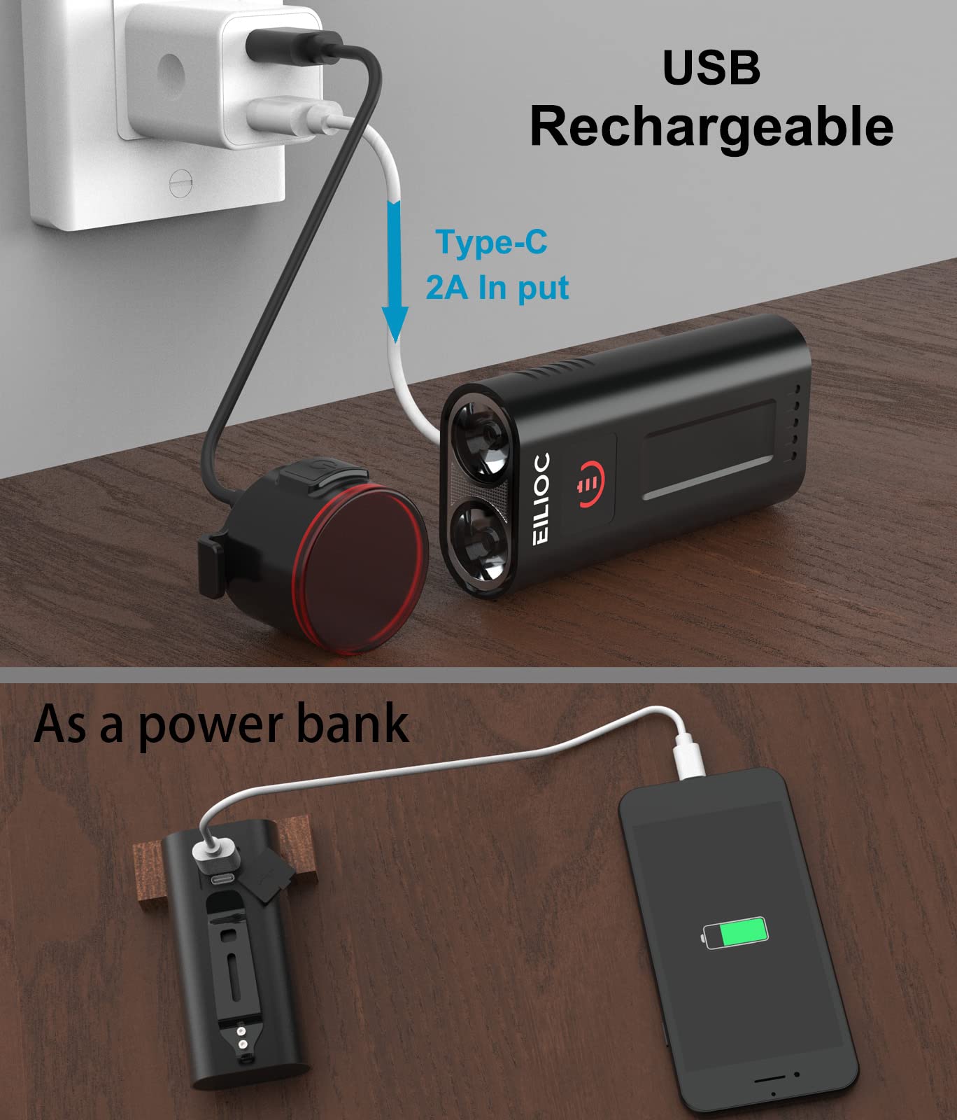 6400mAh Luci Bicicletta Led Ricaricabili USB C Luce Bici, Super Luminose 2400 Lumen Luci Bici Anteriore e Posteriore Impermeabile Fanale MTB da Corsa Faro Bici Accessori