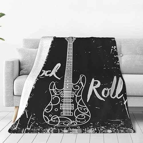Miniatura 1 de Manta personalizada de guitarra, manta de notas musicales, manta con impresión de doble cara, suave y cómoda para sofá, silla, cama, oficina,