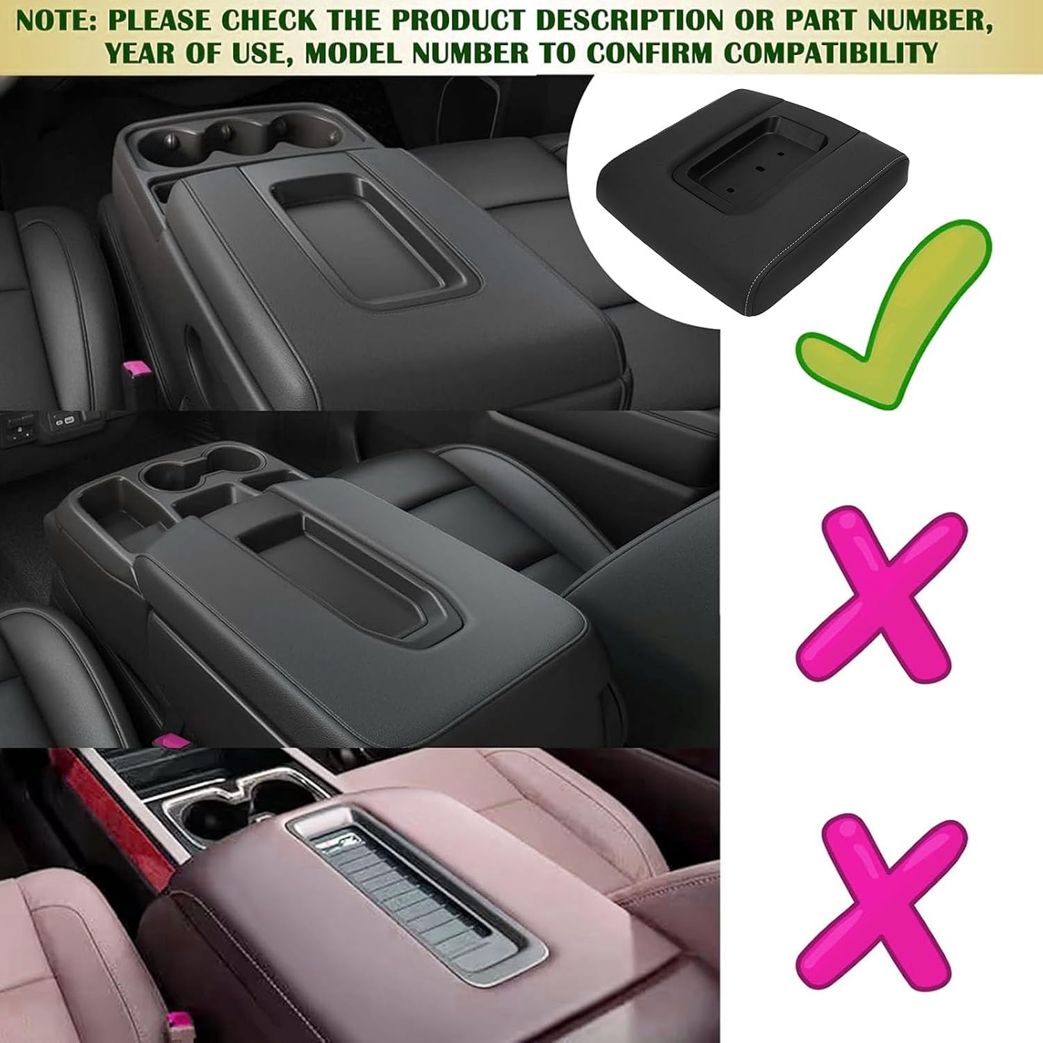 Luocute Front Seat Center Console Armrest Lid, 22881398 Replacement for 1500 2500HD 3500HD 2014-2019