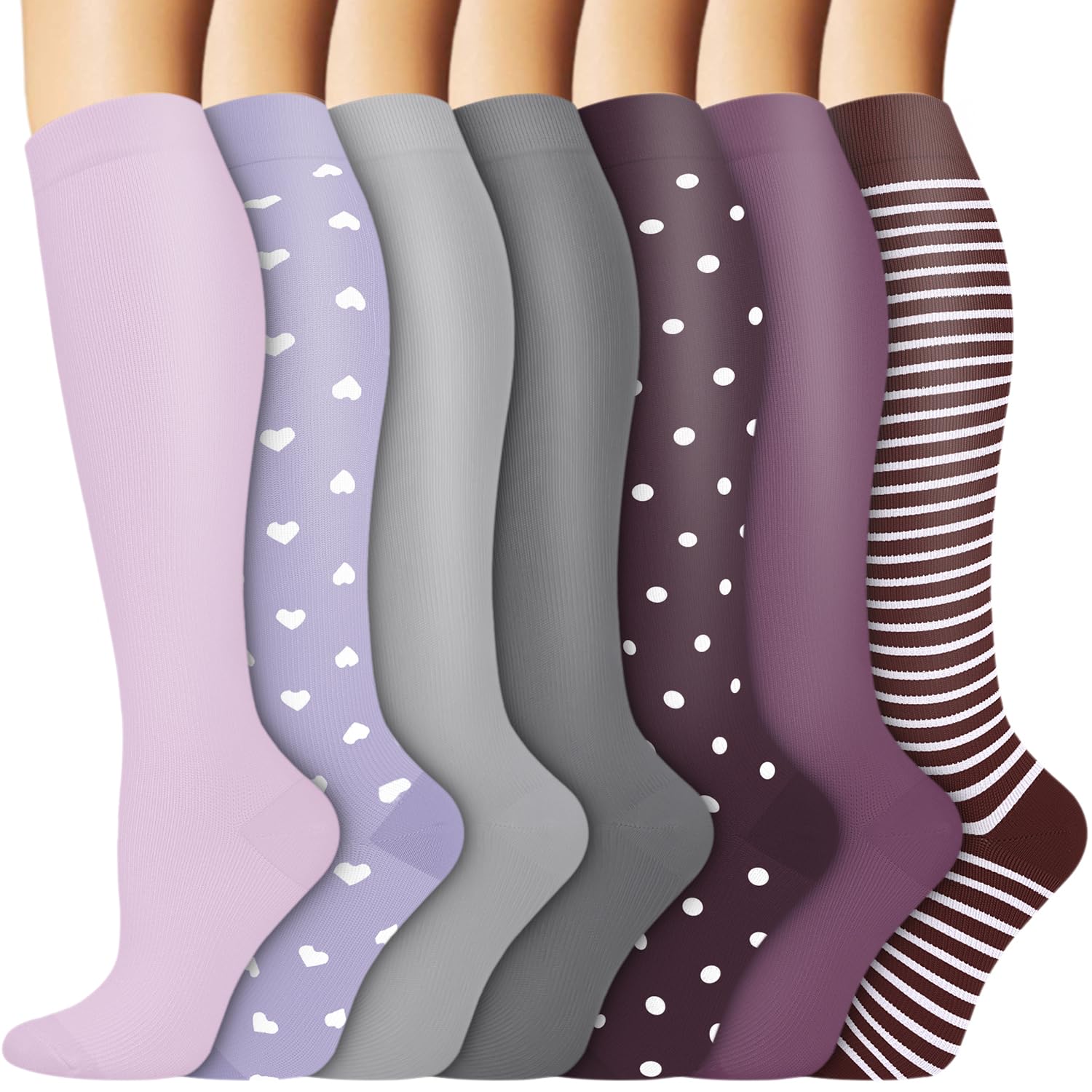 ACTINPUT 7 Paar Kompressionsstrümpfe Damen und Herren, Kompressionssocken Stützstrümpfe Compression Socks Laufstrümpfe Kompression für Flug,Sport,Reisen, Radsport, krankenschwester