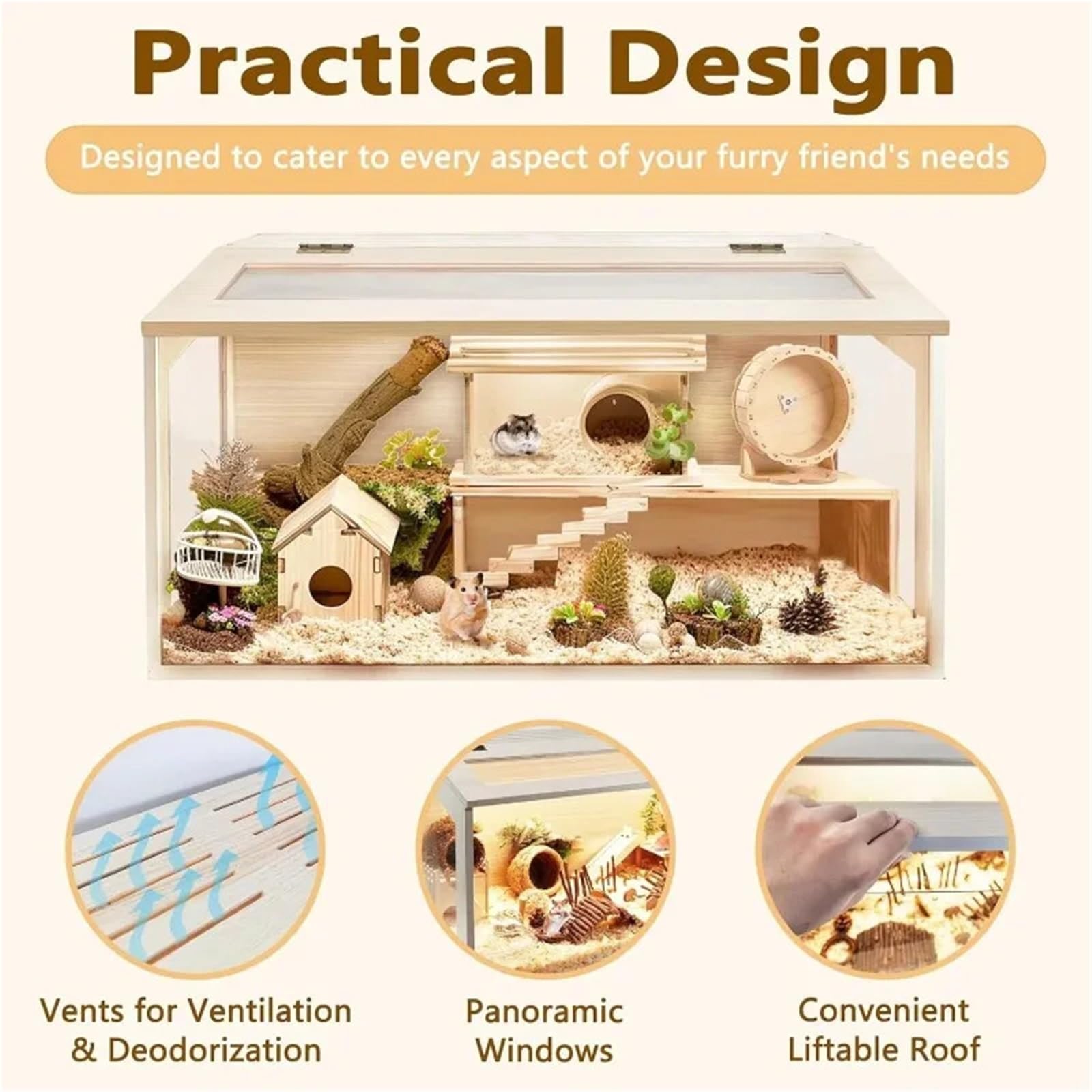Hamsterkäfig Große Meerschweinchen-Chinchilla-Hamster-Lebensräume, vollständig transparente Kleintierkäfige for den Hausbau von Hamstern