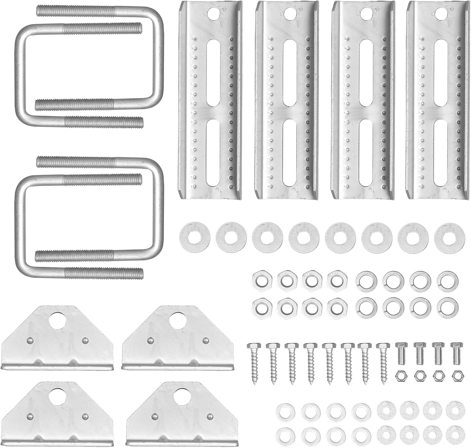 8inch Boat Trailer Bunk Brackets for 1.5" x 3", 2" x 3", 3" x 3" Crossmembers, Galvanized Swivel Top Bunk Bracket Kit Replacement for Marine Trailers 4PCS