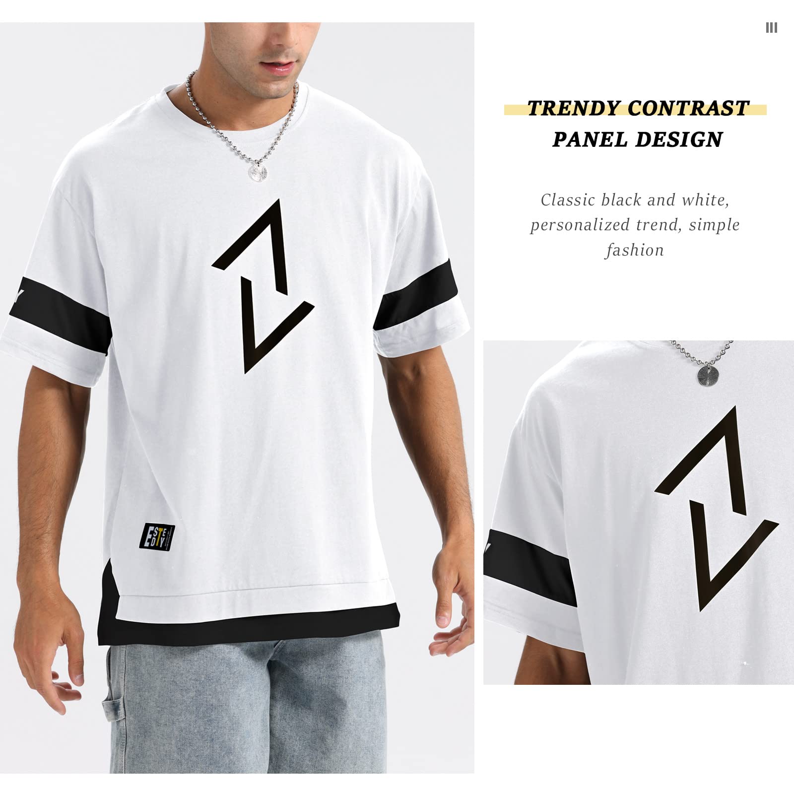 GIJOVANA T Shirt Uomo Maglietta da Uomo Colori a Contrasto Sportiva Estive Maniche Corte Casual Diversi Colori Disponibili Oversized Streetwear