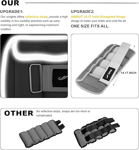 Miniatura 3 de Pesas de tobillo ajustables para mujeres y hombres, 1 par de 1, 2, 4, 5, 6, 8, 10 libras, pesas para piernas, manos, brazos, muñecas con peso