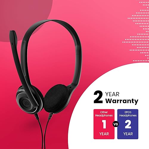 Vista 7 de GTW - Paquete de auriculares estéreo EPOS EDU 10 (paquete a granel de 10) auriculares para computadora con kit de micrófono, incluye paño