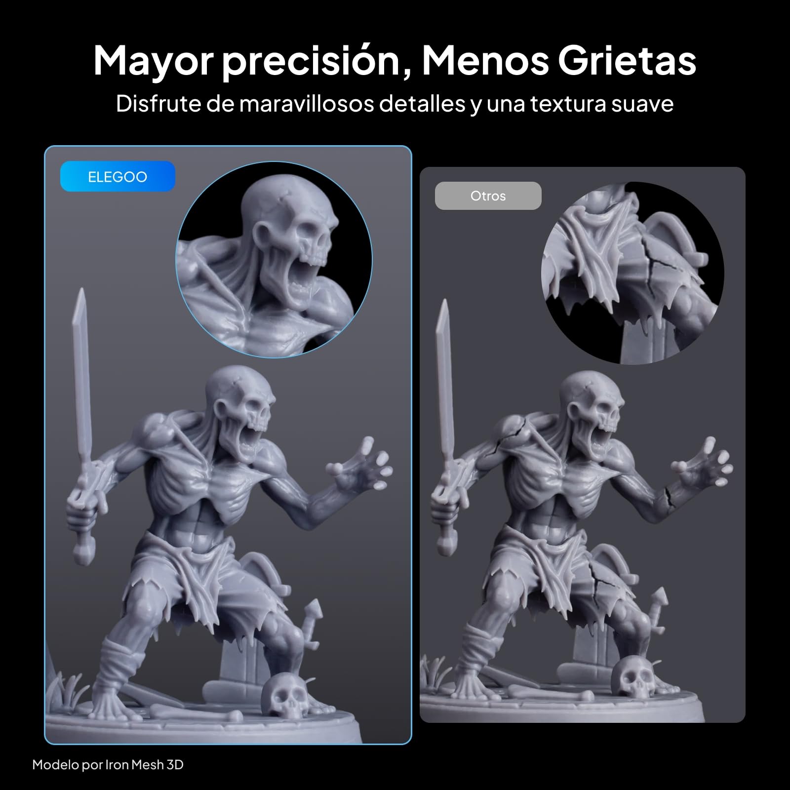 ELEGOO Resina Lavable al Agua 2.0 Gris 2KG, Resina 3D UV Rápido 395-405nm de Baja Contracción y Alta Durabilidad, Resina Fotopolímero 3D para Impresoras 3D Resina LCD/SLA/DLP
