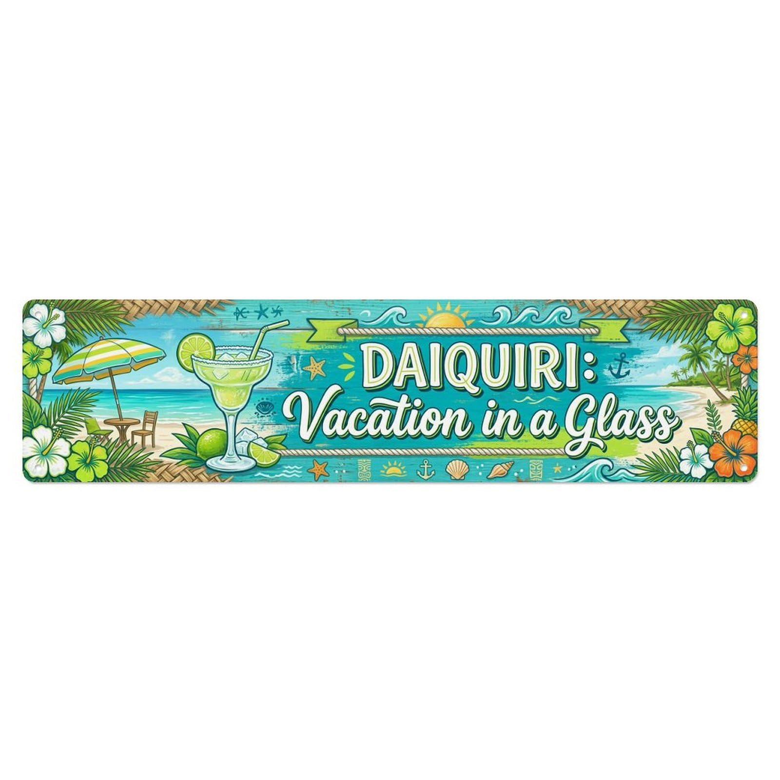 Daiquiri Beach Bar Beverage Metal Tin Sign Plaque Wall Decor for Cafe, Club Bar, Office, Home Garden Metal Poster 4x16Inch