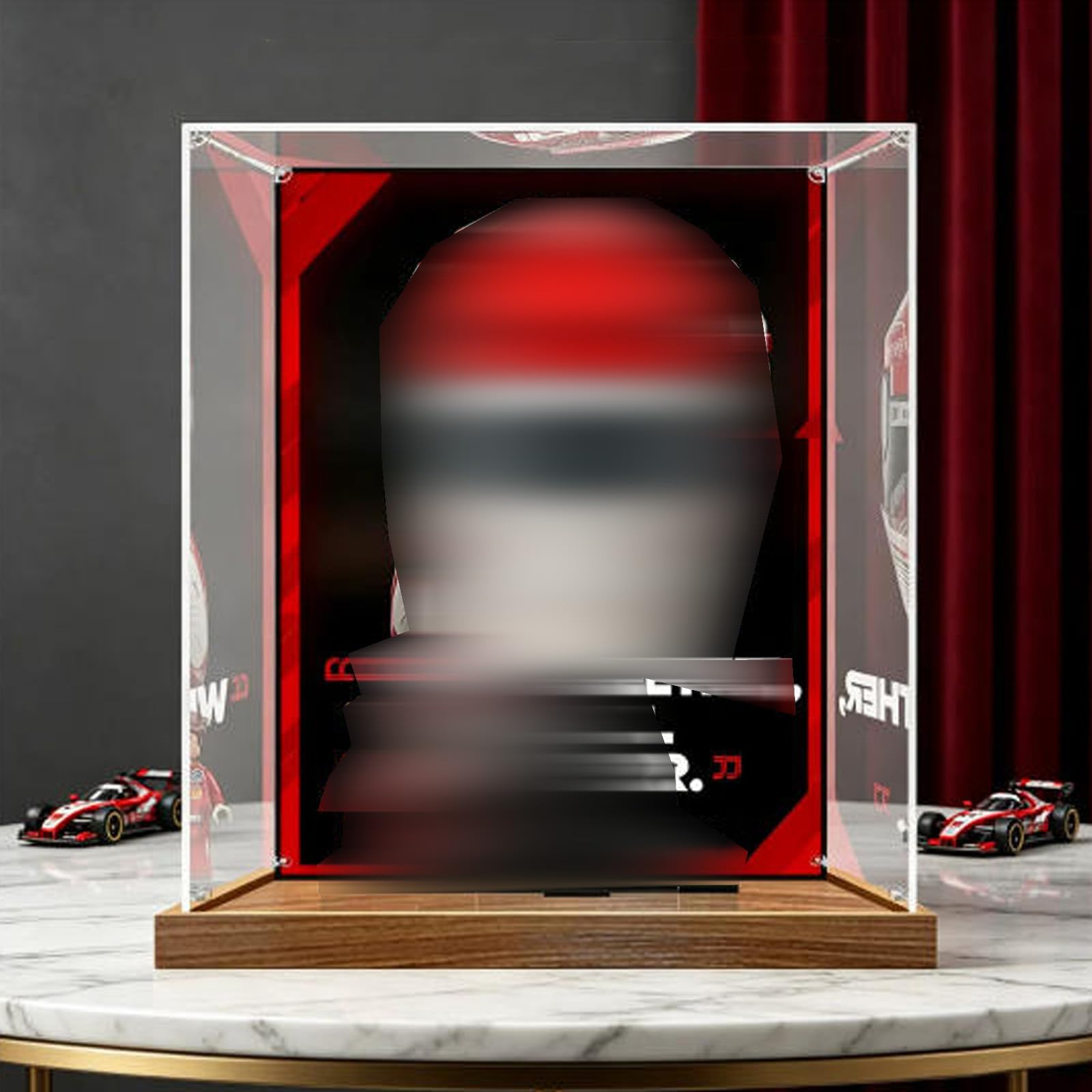 Acrylic Display Case Compatible with Lego 43014 Helmet Model, Dustproof Transparent Storage Box, Compatible with Lego 43014 (Model Not Included) (Background)