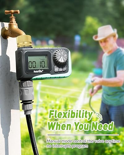 Miniatura 7 de RAINPOINT Temporizador de aspersor al aire libre, temporizador de agua para manguera de jardín, temporizador de riego programable con retardo de