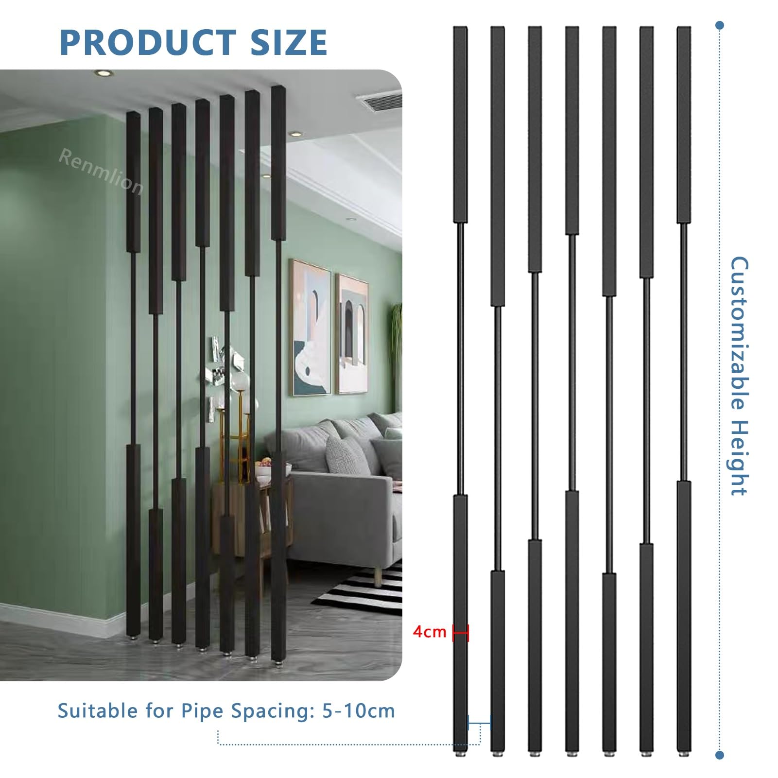 Mamparas divisorias de pared separadores de ambientes, separadores de privacidad independientes/de columna, columna decorativa para recibidor, separador de espacios versátil.(10pcs,300cm/118in/9.8ft)