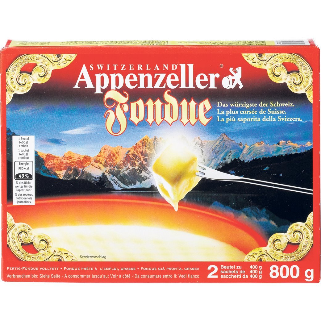 Fromage à fondue Appenzeller, fromage épicé et aromatique de Suisse crémeux, 800 g