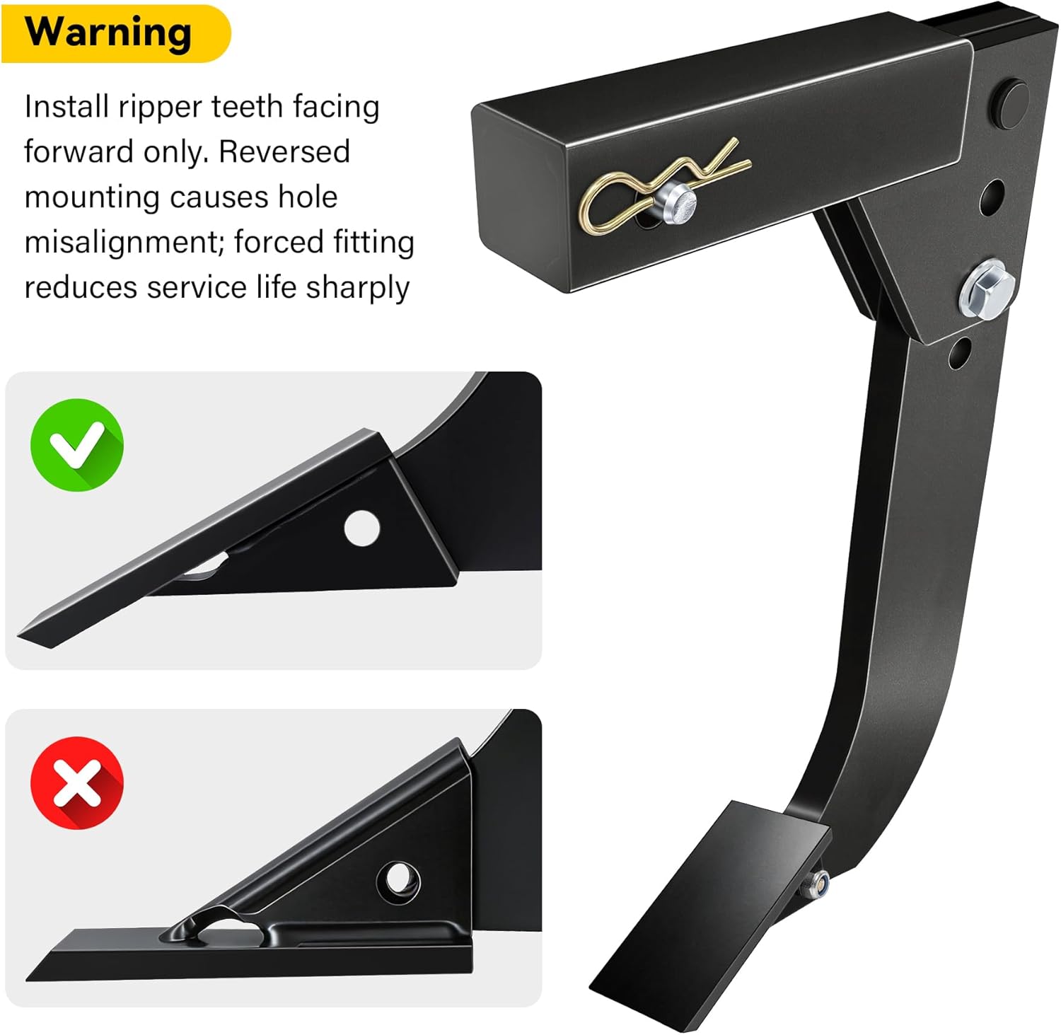 Heavy Duty Hitch Mounted Trencher 3 Point Hitch Subsoiler Lawn Ripper for ATV UTV Tractor 16" Adjustable Shank Plow 2 Replaceable Teeth