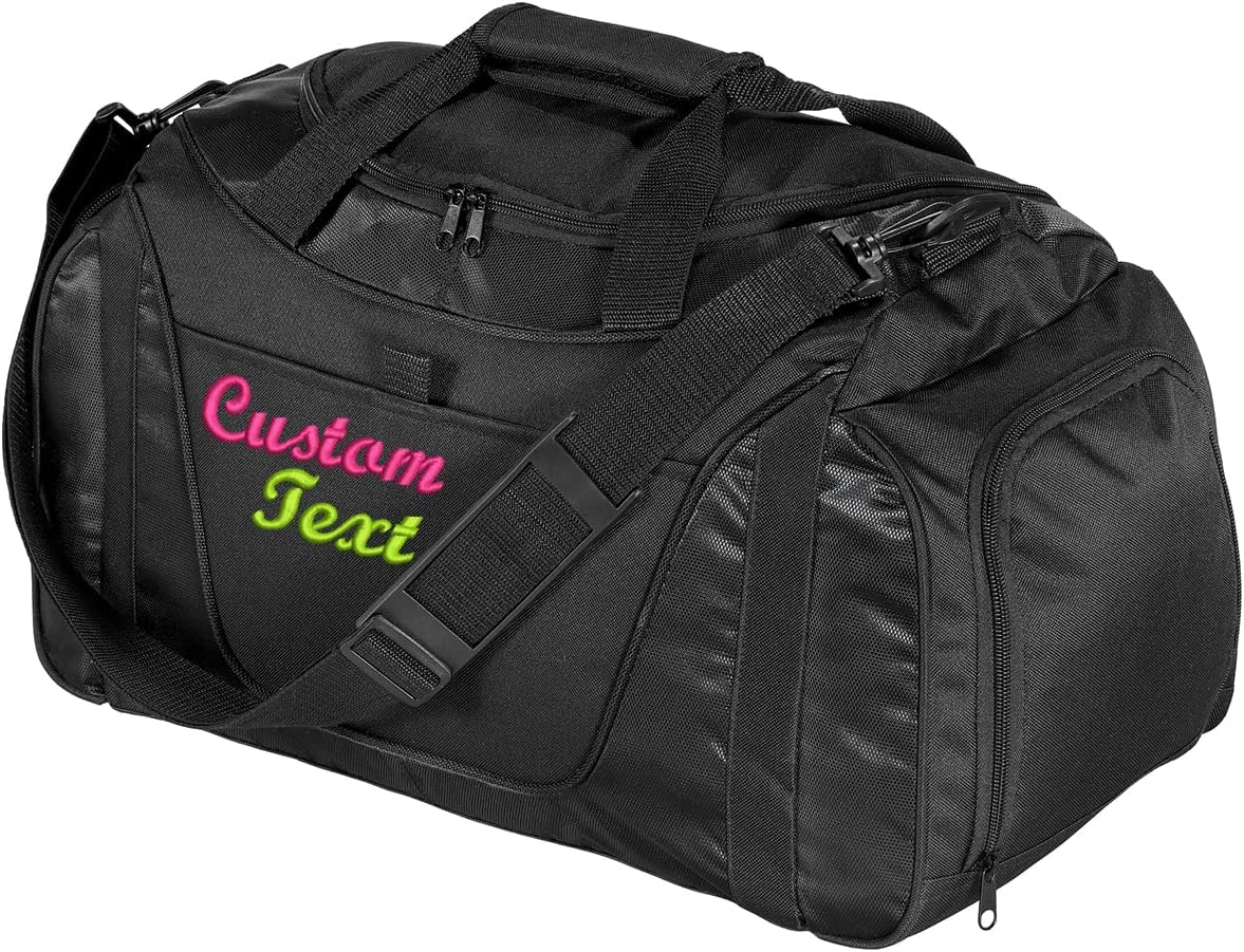 Custom Sport Duffel Bags for Men, Women, Two-Tone, Red - Add Your Name - Personalized Weekender Bag for Gym, Overnight, Travel