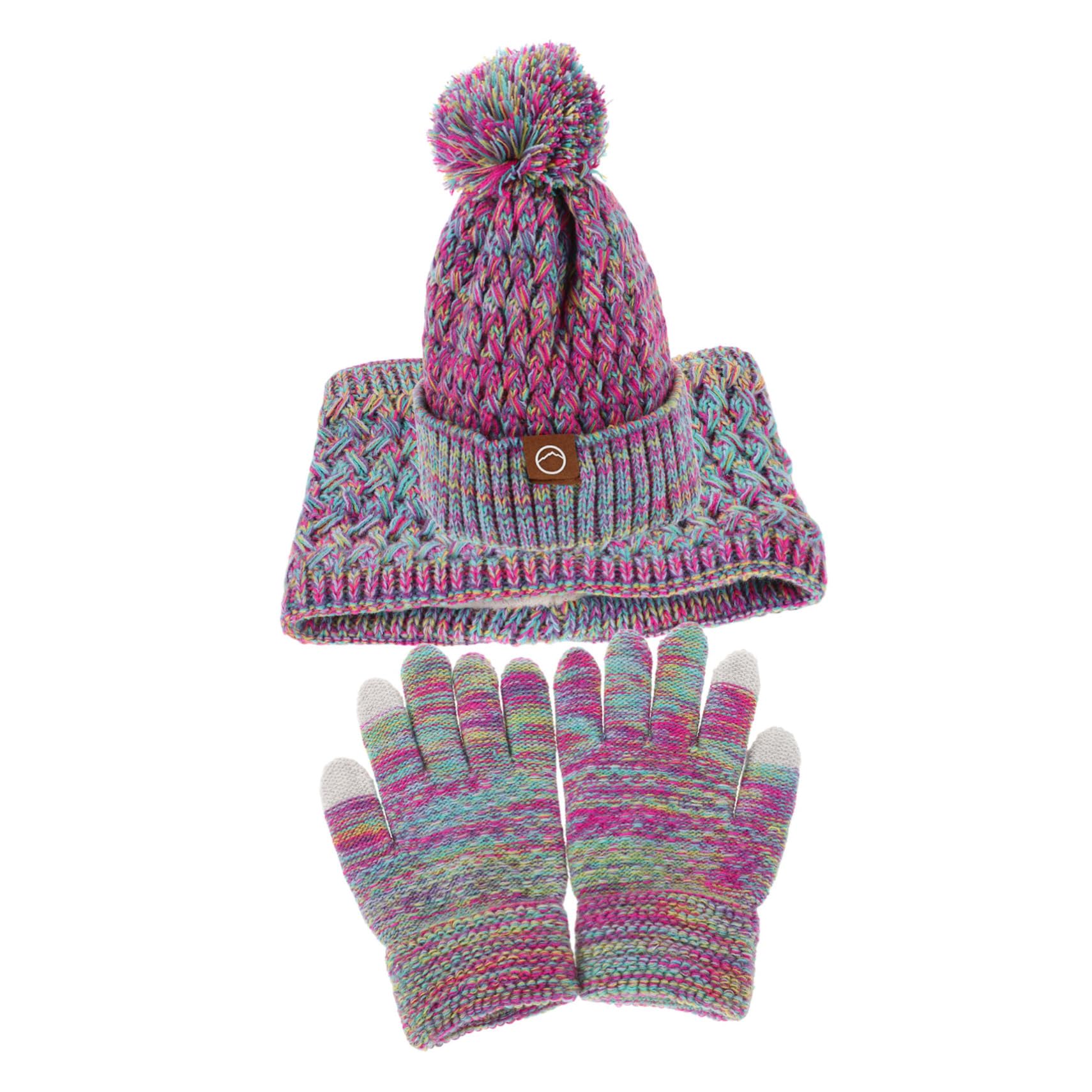 GALPADA Winter Accessory Set for Kids Kids Hat Gloves Scarf Beanie Cap Mitten Gloves Neck Warmer Violet