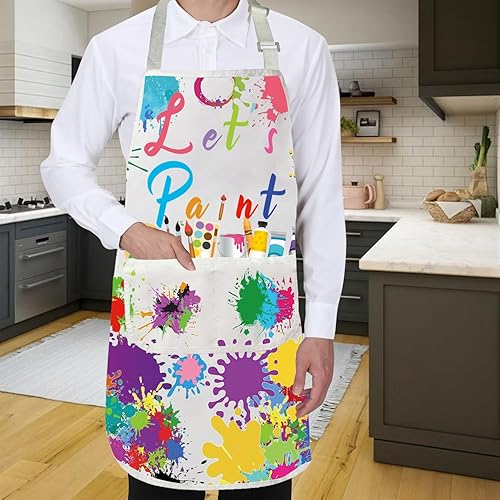 Miniatura 6 de Gzrlyf Delantal de artista para pintar delantal para pintor de arte, regalos para profesores de pintura, delantal para amantes de la pintura