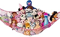 Vista 1 de Lilly's Love Hamaca para animales de peluche, organizador colgante de esquina, almacenamiento de juguetes, red de almacenamiento de animales de Coral