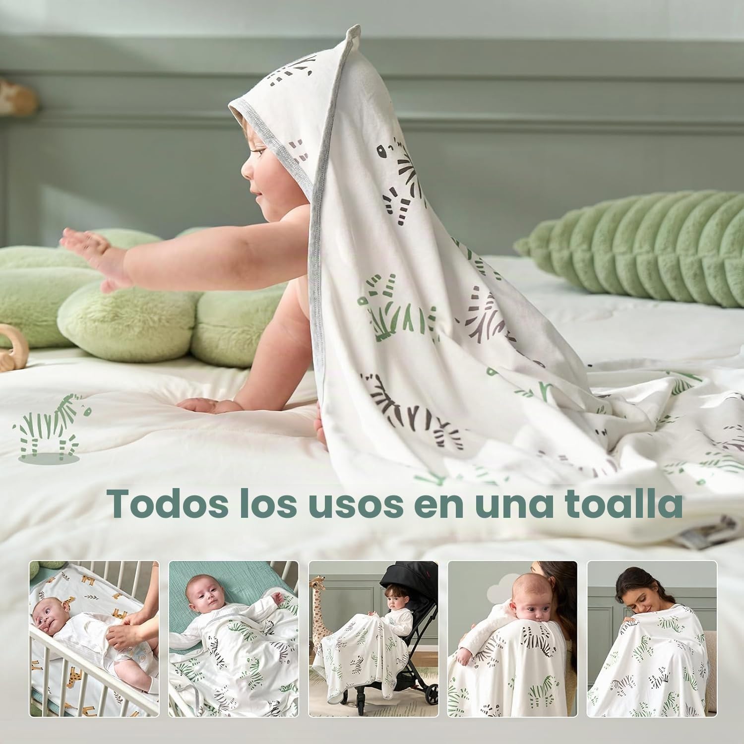momcozy Toalla de baño con capucha, paquete de 2 piezas, con capucha y esponja de algodón, tamaño grande, 90 x 90 cm (35 pulgadas), juego de toallas de baño para niños/niñas, desde