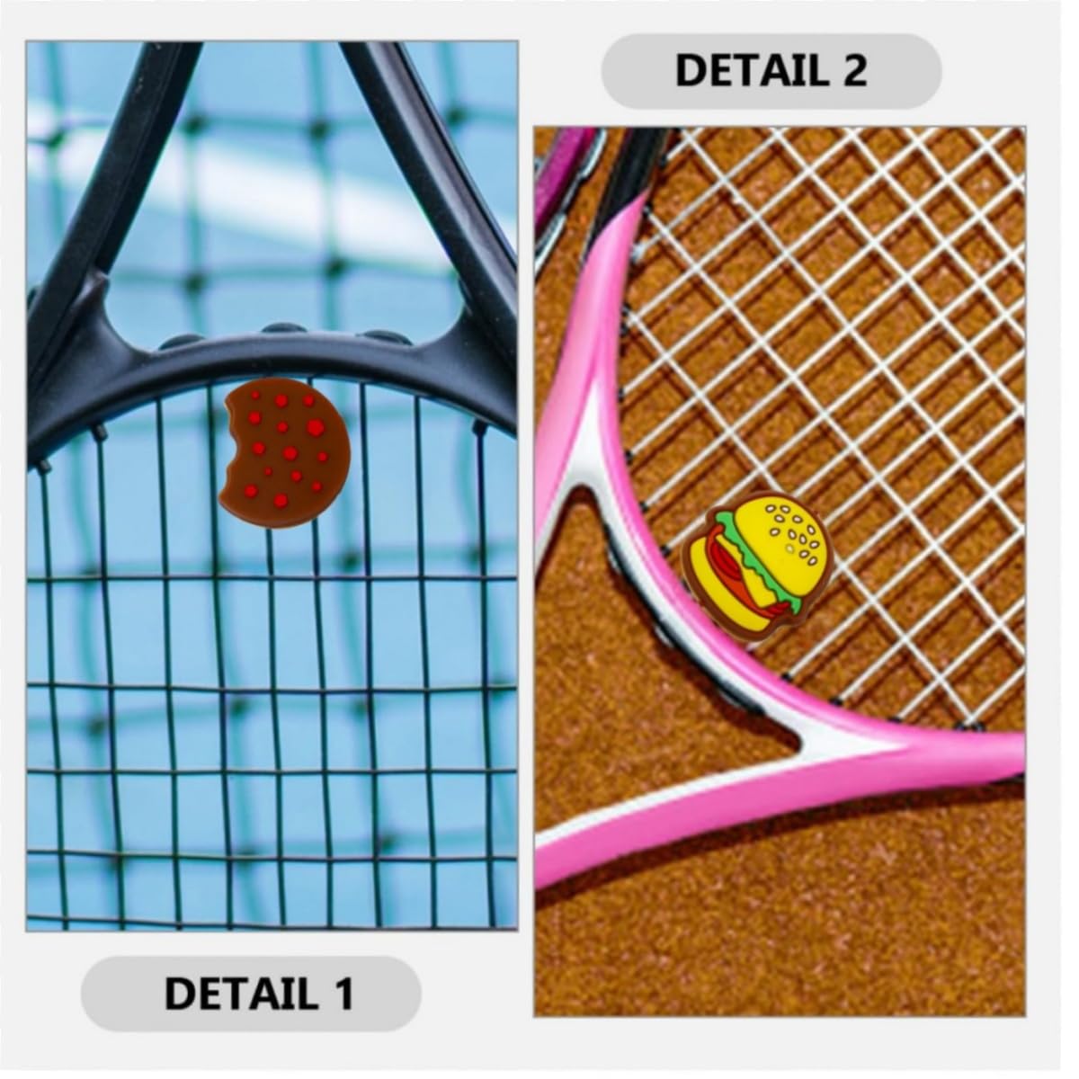 Amortiguador de Raqueta de Tenis 6 Piezas Silicona Antivibradores Hamburguesa Pastel Papas Fritas