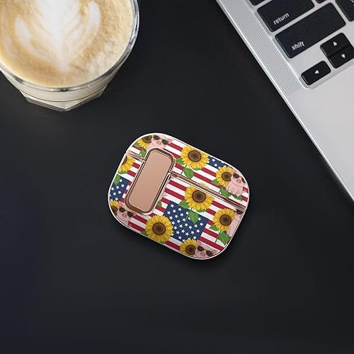 Miniatura 7 de Headphone Cases Cover Compatible with Airpods Pro 2 Case American Sunflower Flag Pig, Full Protective Plastic Accessories with Lock