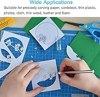 Vista 6 de uxcell Juego de cuchillos para manualidades, 2 cuchillos de trinchar con 10 cuchillas de acero de repuesto para álbumes de recortes, plantillas