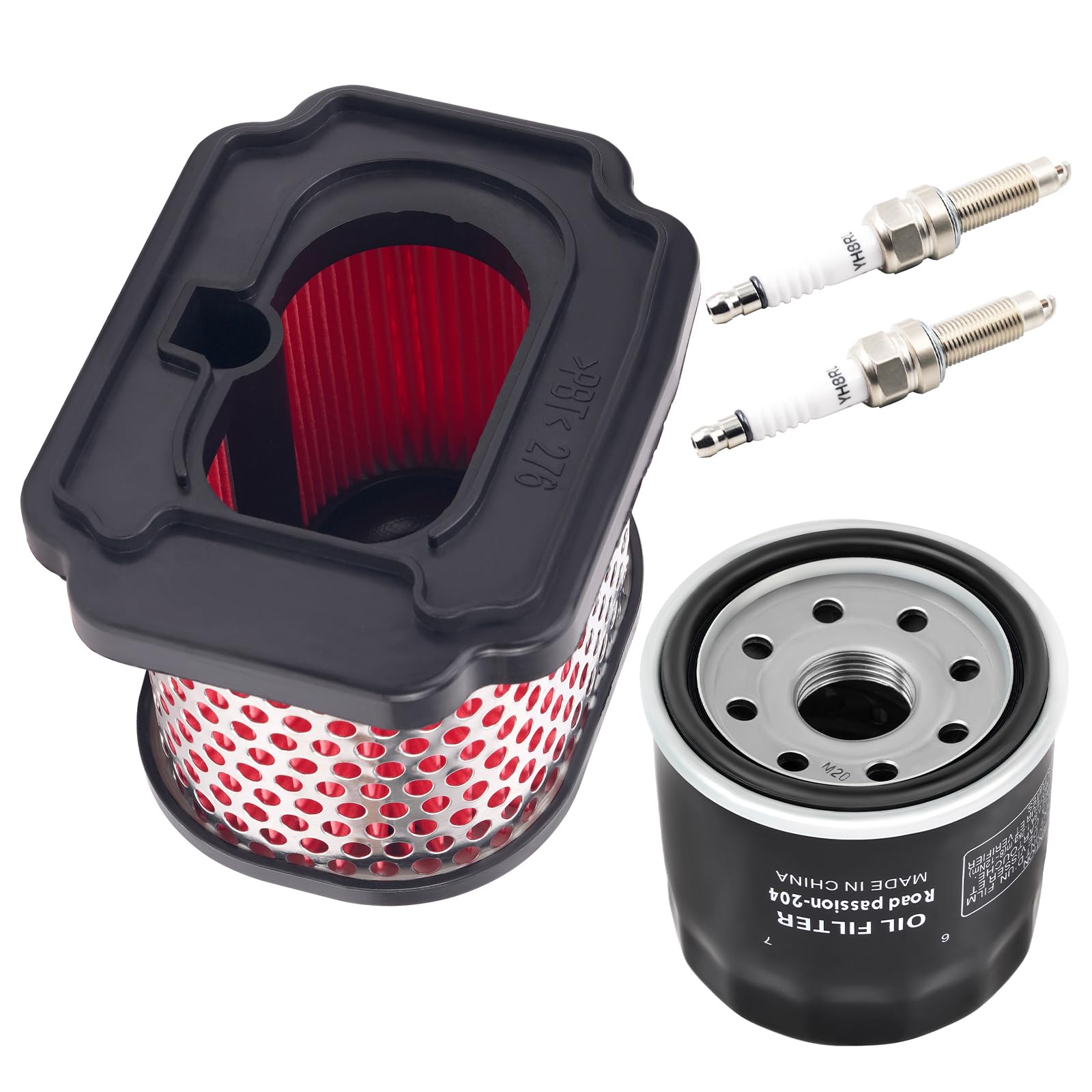 Road Passion 1*Filtro de Aire 1WS-14450-00-00 & 1*Filtro de aceite 15410-MCJ-000 16097-0002 & 2*Bujías de encendido Compatible con Yamaha MT07 XSR700 TRACER 700