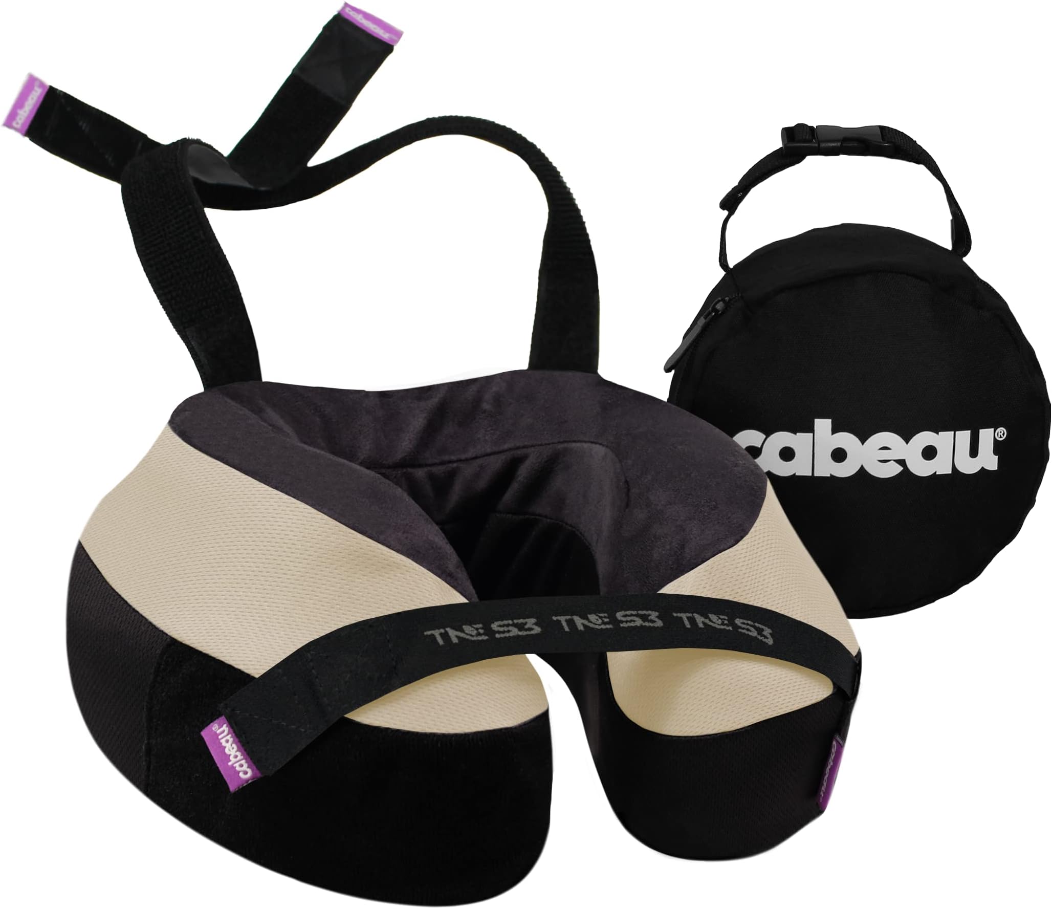 Cabeau The Neck's Evolution, TNE S3 Travel Neck Pillow Memory Foam Airplane Pillow - Neck Pillow with Attachment Straps - 360-Degree Support for Travel, Home, Office, and Gaming - (Cairo Tan)