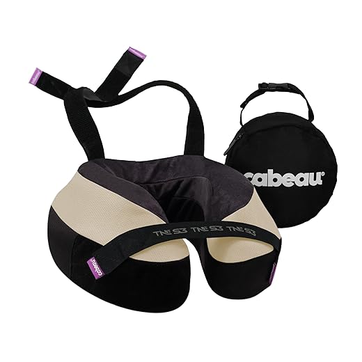 Cabeau Travel Neck Pillows for Airplanes – The Neck’s Evolution, TNE S3 – Supportive Memory Foam Design for Long Haul Flights – Attachable Seat Straps and 360° Support (Cairo Tan)