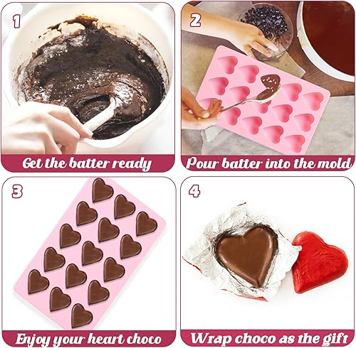 Miniatura 3 de 2 moldes de silicona con forma de corazón, 15 cavidades pequeñas en forma de corazón para hornear chocolate, dulces, gomitas, cubitos de hielo