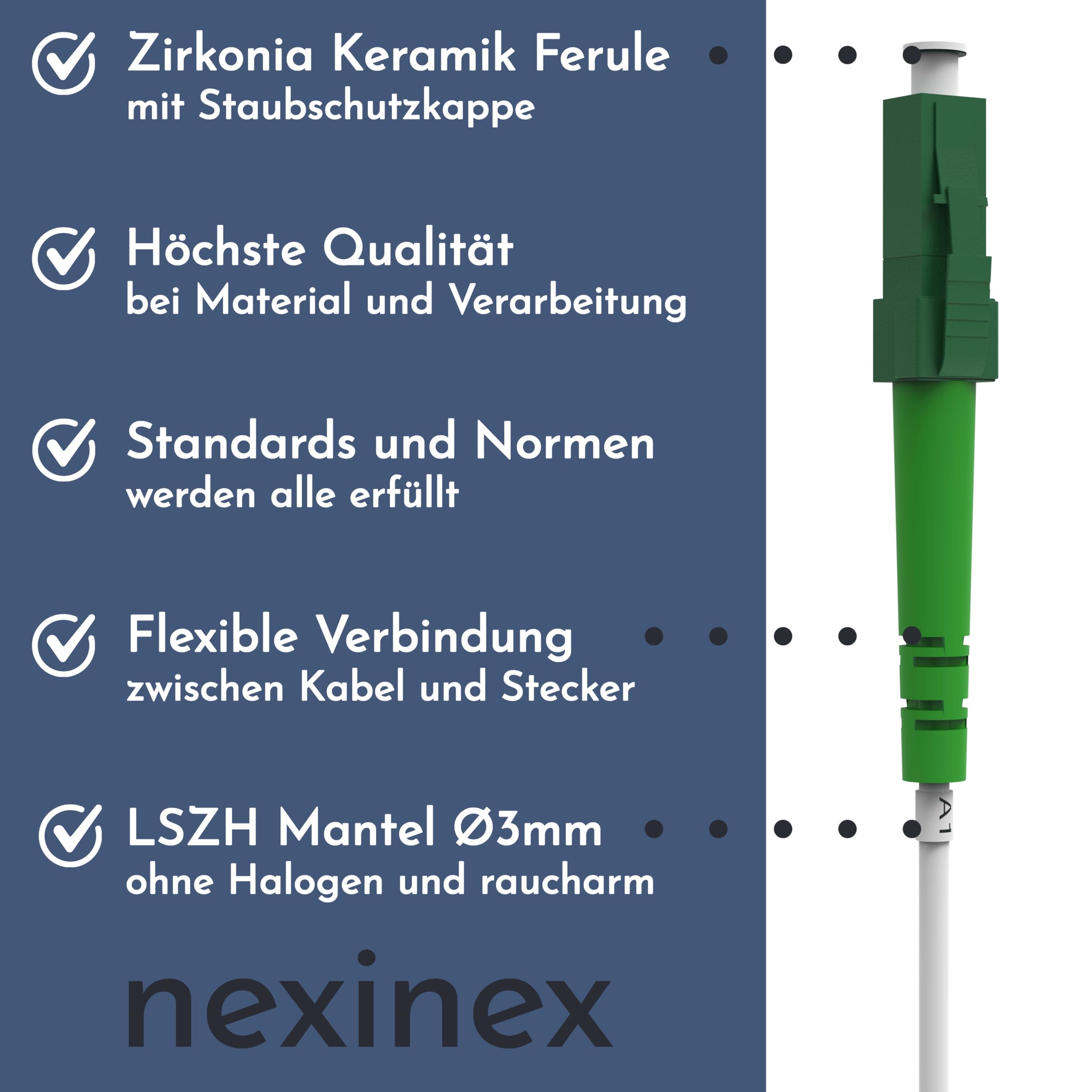 FLYPROFiber 25m Glasvezel kabel LC APC naar SC APC, LWL Patchkabel Singlemode Glasvezel Kabel Simplex 9/125um, Lichtgeleider LSZH FLYPROFiber 25m Glasvezel kabel LC APC naar SC APC, LWL Patchkabel Singlemode Glasvezel Kabel Simplex 9/125um, Lichtgeleider LSZH