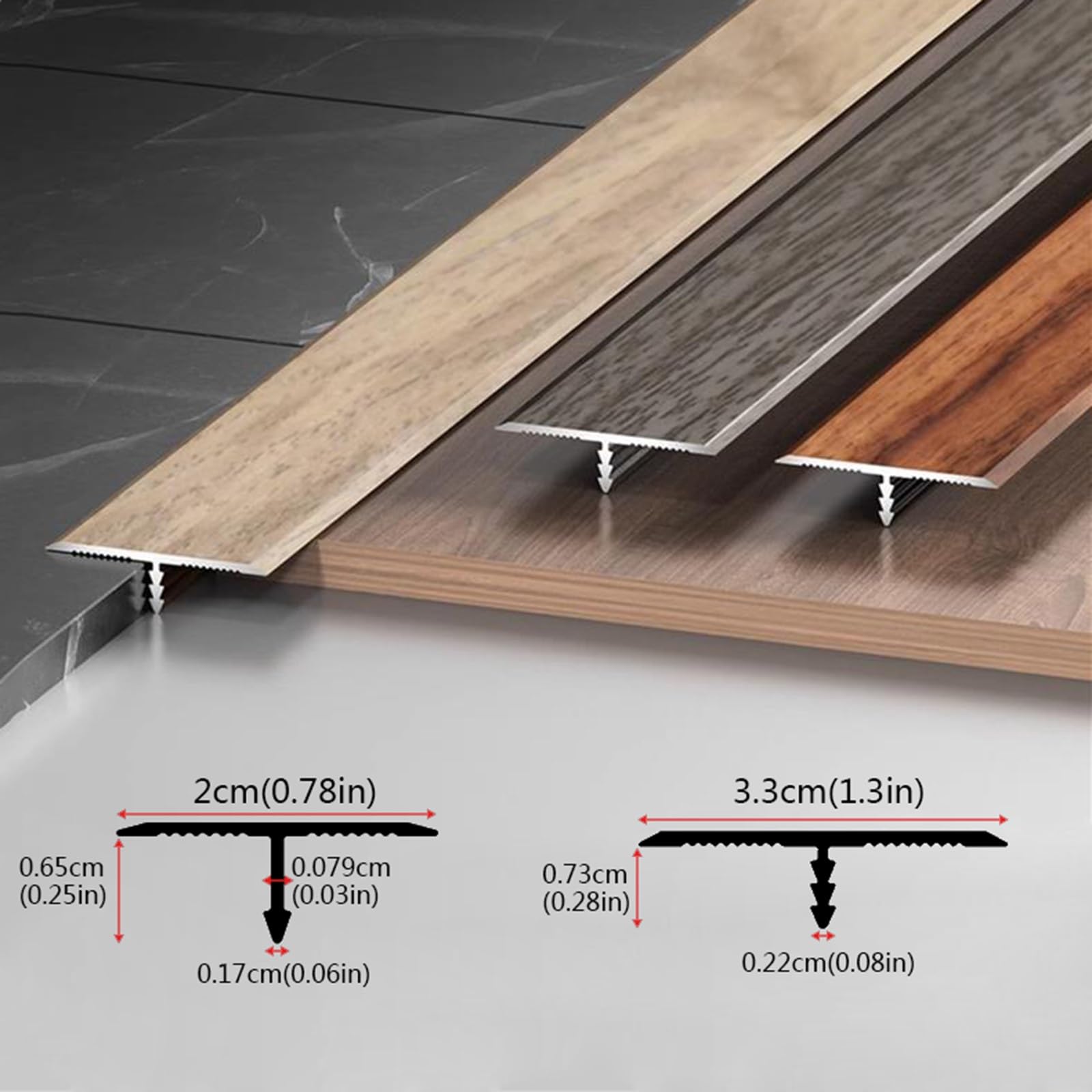 Profilo Giunzione in Metallo, Strisce di Transizione del Pavimento T Alluminio, per Porte, Legno, Vinile Laminati, Moquette E Piastrelle (3Pcs X 90cm)(Light Oak,W2cm)