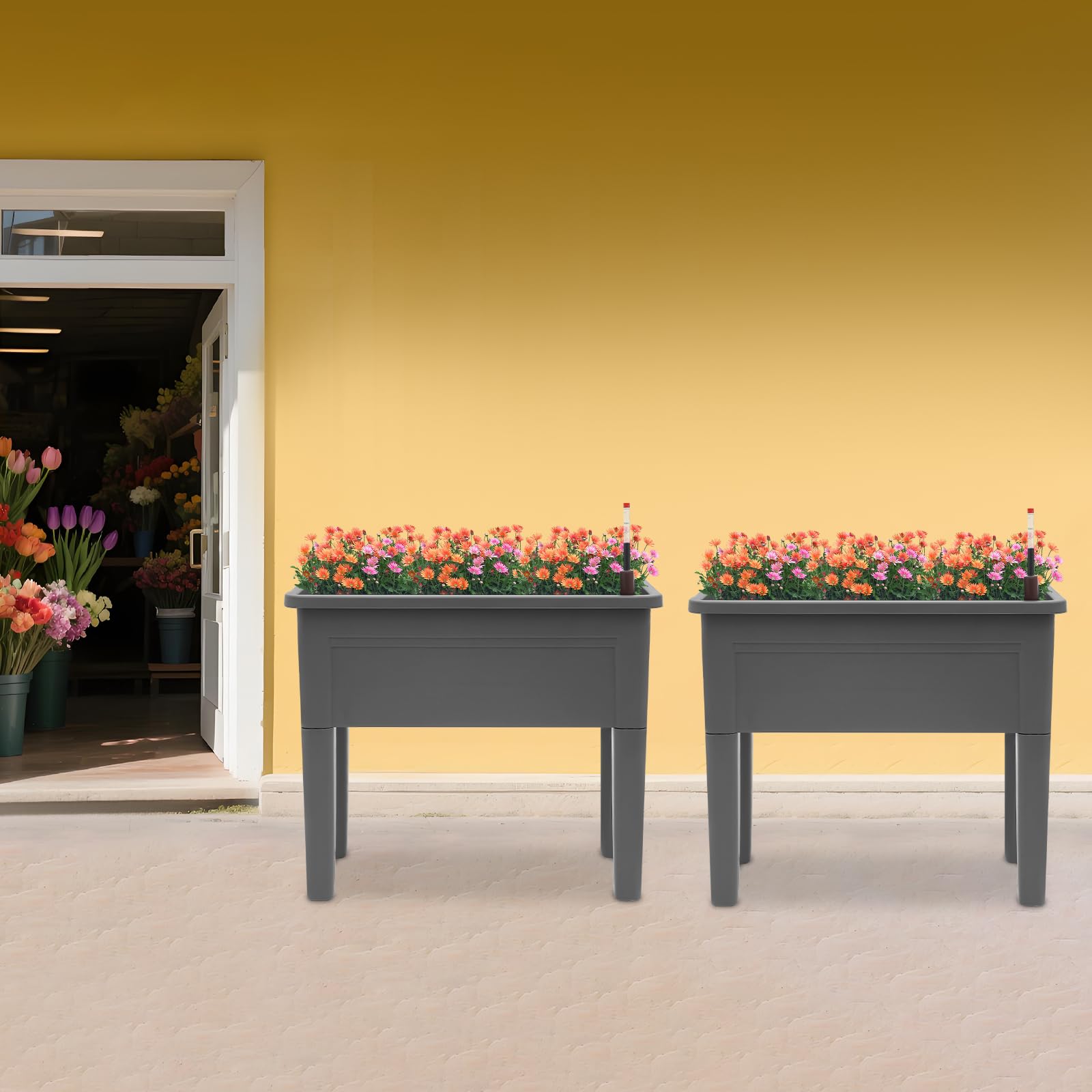 Lot de 2 jardinières pour balcon 75 x 34,5 x 65,5 cm – Jardinière carrée en plastique pour légumes, fleurs et herbes – Jardinière moderne pour terrasse, jardin et cour