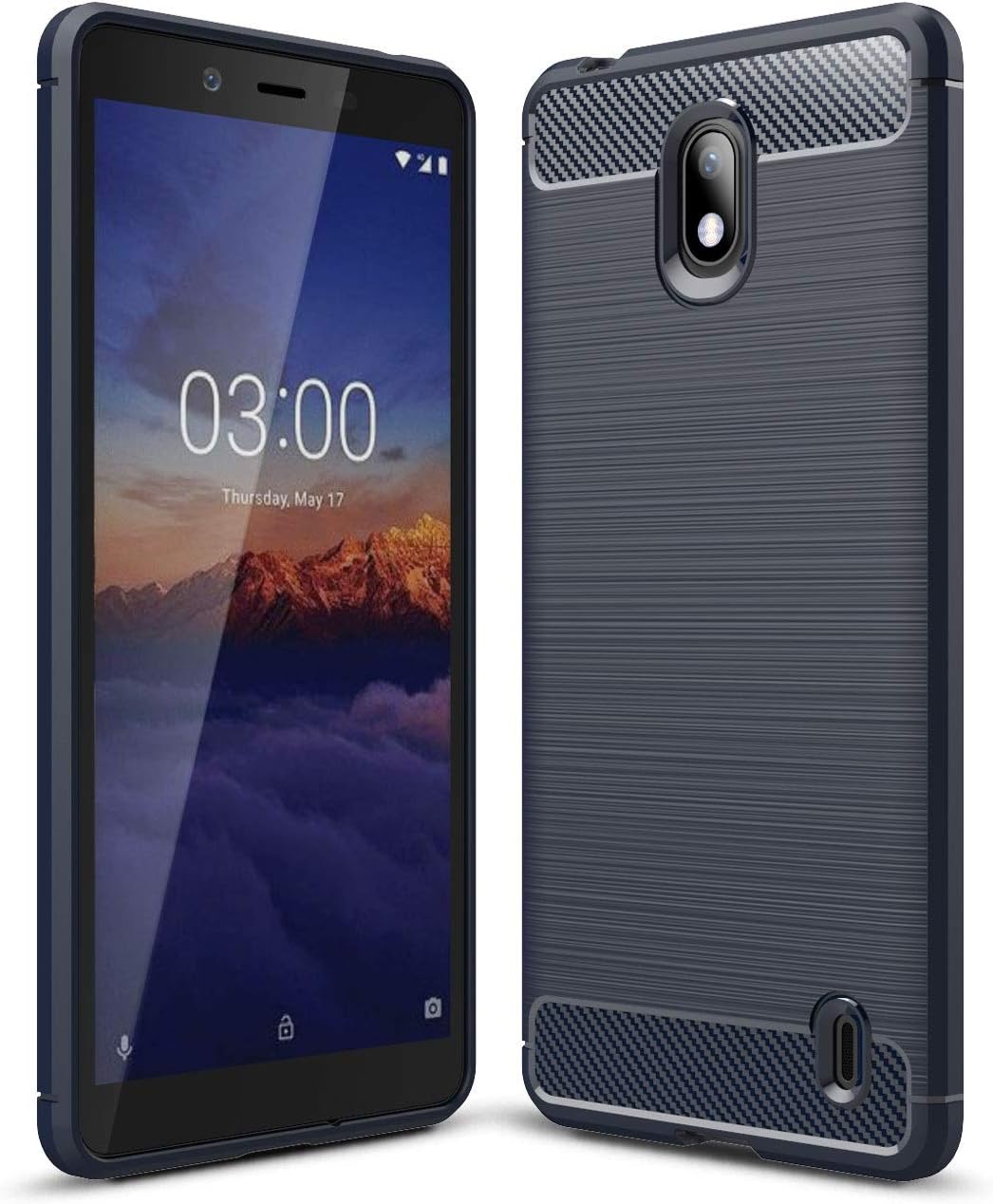 Nokia 1 Plus Case, Cruzerlite Carbon Fiber Texture Design & Leather Texture Design Back Cover Anti-Scratch Shock Absorption Case for Nokia 1 Plus (Blue)