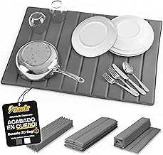 Diatomite Kitchen Mat 60 x 40 cm with Synthetic Leather Cover | Foldable Diatomite Dish Drying Mat | Diatomite Stone Kitchen Mat for Draining Dishes