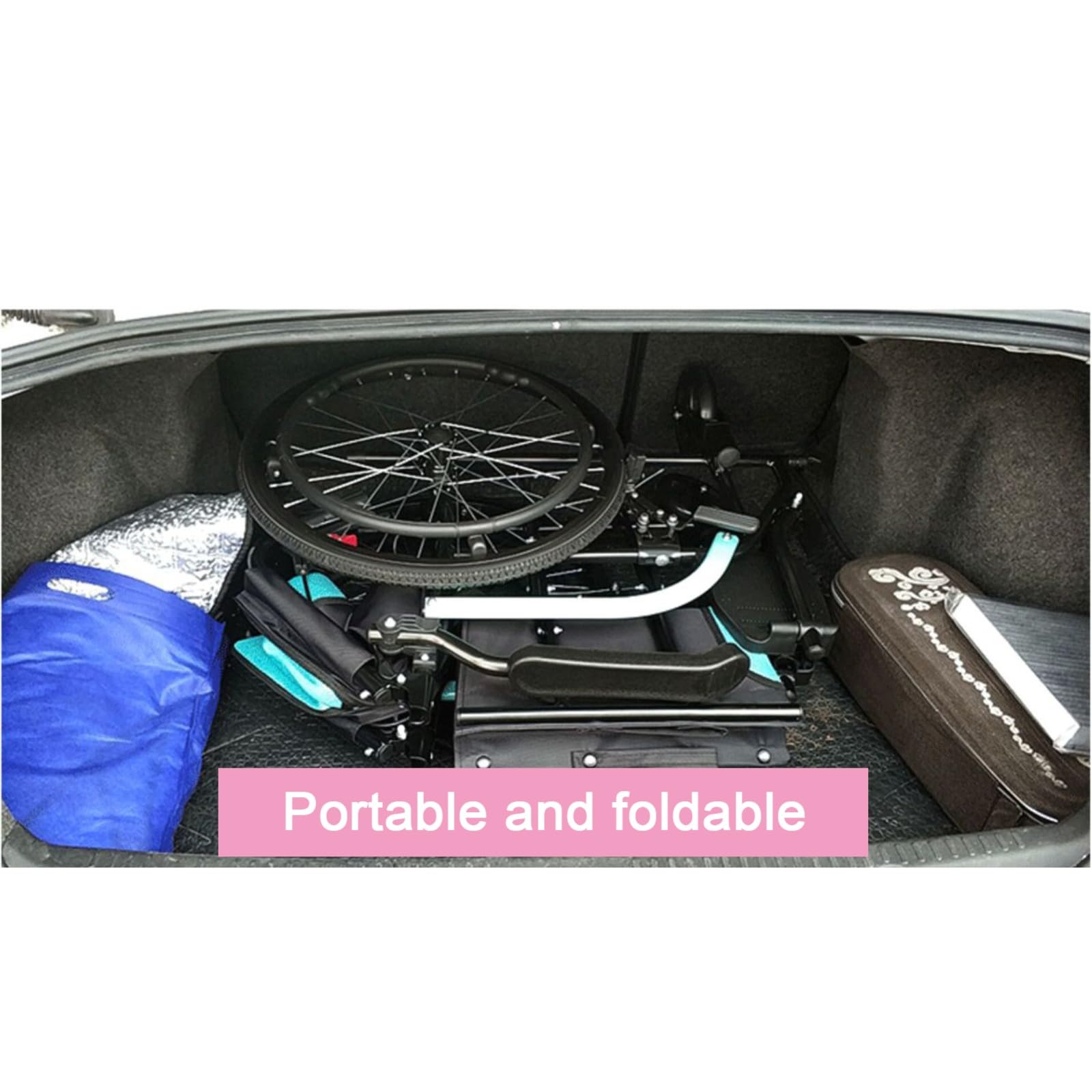 Sedia A Rotelle Leggera Ad Autospinta, Leggera E Compatta Carrozzina Schienale Pieghevole Per Disabili E Anziani Pieghevole,Sedia A Rotelle Manuale Braccioli E Poggiapiedi,Seduta 46 Cm
