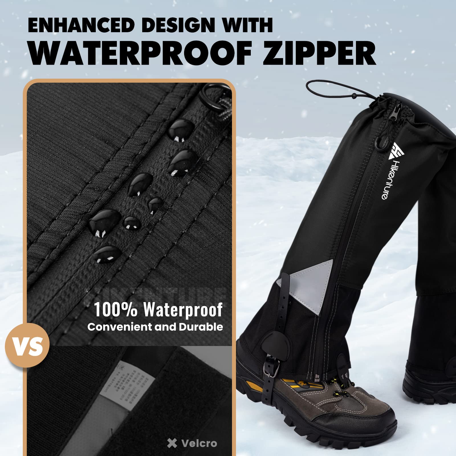 HIKENTURE Gamaschen Wandern Jagd Fahrrad, Gamaschen Herren Damen Wasserdicht, Regengamaschen, Gamaschen Outdoor zum Schutz von Hose&Schuhe vor Schnee/Regen/Insekten, Gaiters Schneewandern, Klettern