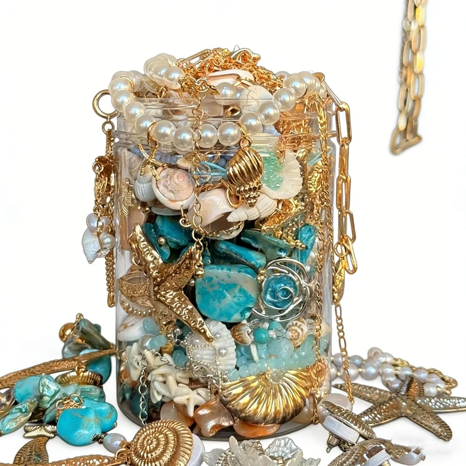 Anillos y collares sin perder el orden gracias al tarro de joyería de moda para mujer kk7